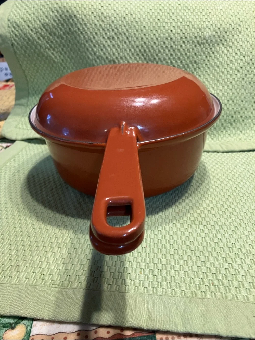 vintage Cousances/ Le Creuset #22 enamel cast iron pan set of 2